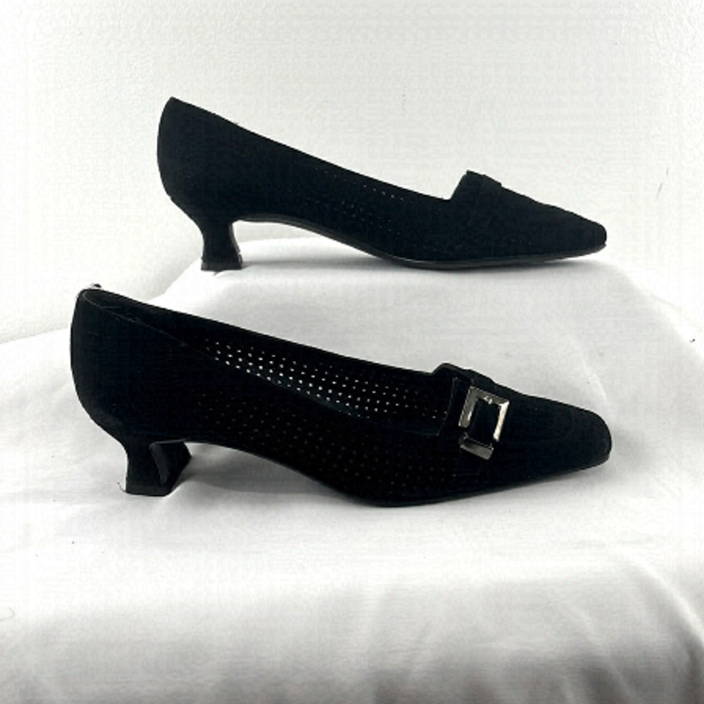 Stuart Weizmann Black Suede Block Heels